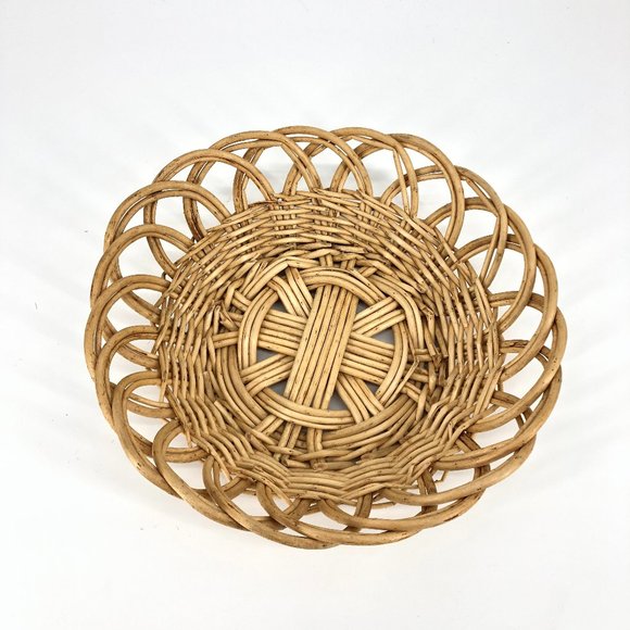 Boho Rattan Woven Circular Basket